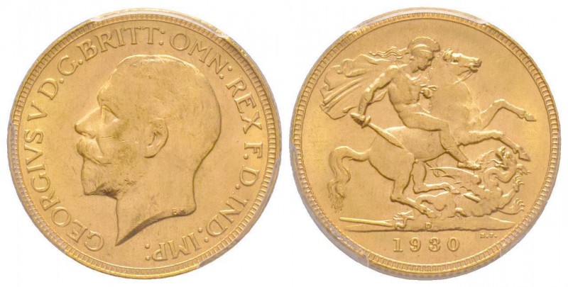 Australia, George V 1910-1936
Sovereign, Perth, 1930 P, AU 7.98 g. 917‰ 
Ref : F...