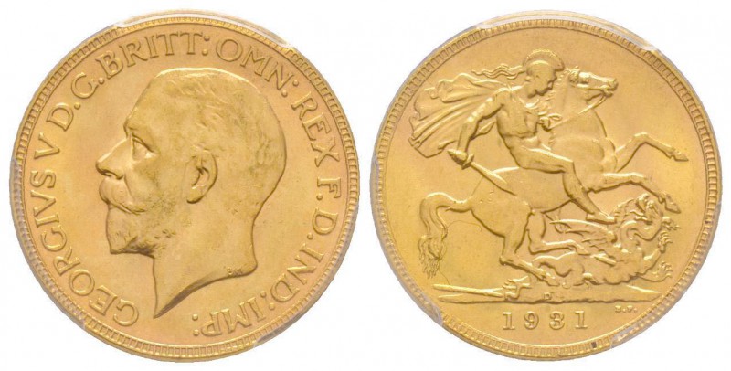 Australia, George V 1910-1936
Sovereign, Perth, 1931 P, AU 7.98 g. 917‰ 
Ref : F...