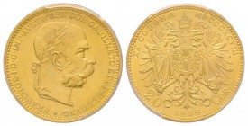 Austria, Franz Joseph, 1848-1916
20 Couronnes, 1898, AU 6.77 g. 
Ref : Fr. 504, KM#2806 
Conservation : PCGS MS62