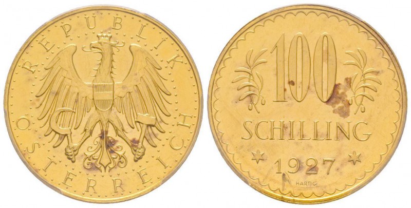 Austria, République 1918-
100 Schilling, 1927, AU 23.52 g. 
Ref : Fr. 520, KM#28...