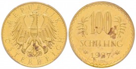 Austria, République 1918-
100 Schilling, 1927, AU 23.52 g. 
Ref : Fr. 520, KM#2842 
Conservation : PCGS PL61