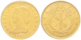 Colombia, Gran Colombia 1819-1831
8 Escudos, Bogota, 1826 JF, AU 27 g.
Ref : Fr.67, KM#82.1
Conservation : PCGS AU55