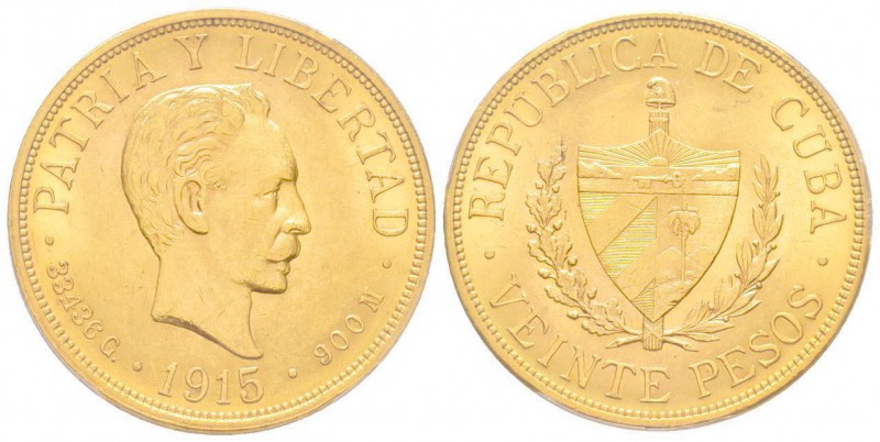 Cuba
Première République 1902-1962
20 Pesos, 1915, AU 33.43 g. 900‰
Ref : KM#21 ...