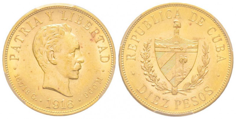 Cuba
Première République 1902-1962
10 Pesos, 1916, AU 16.7 g. 900‰
Ref :KM#20, F...
