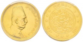 Egypt
Fouad Ier (1341-1355 AH) 1922-1936
500 Piastres, (1340 AH) 1922, AU 42.5 g. or jaune
Ref : Fr.26, KM#342
Conservation : PCGS AU53