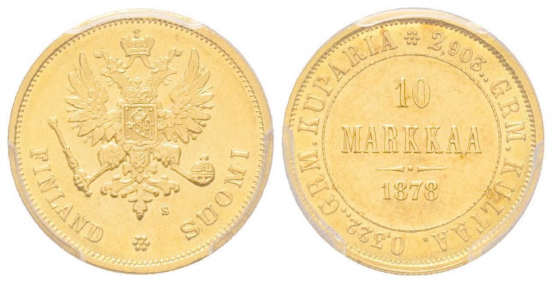 Finland, Alexander II 1855-1881,
10 Markkaa, 1878 S, AU 3.22 g.
Ref : Fr. 4, KM#...