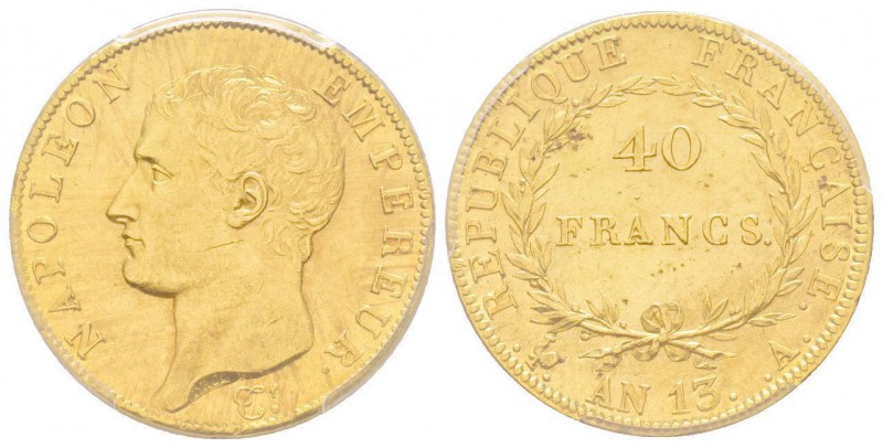 Premier Empire 1804-1814
40 Francs, Paris, AN 13 A, AU 12.9 g.
Ref : G.1081, Fr....