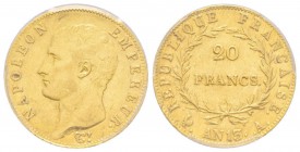 Premier Empire 1804-1814 
20 Francs, Paris, AN13 A, AU 6.45 g.
Ref : G.1022, Fr. 488
Conservation : PCGS AU53