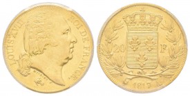 Louis XVIII 1815-1824 
20 Francs, Paris, 1817 A, AU 6.45 g.
Ref : G.1028, Fr.539
Conservation : PCGS AU58