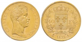 Charles X 1824-1830
40 Francs, Paris, 1828 A, AU 6.45 g. Ref : G.1029, Fr. 549 Conservation : PCGS AU53