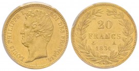 Louis Philippe 1830-1848
20 Francs tranche en relief, Paris, 1831 A, AU 6.45 g.
Ref : G.1030a, Fr.553
Conservation : PCGS AU55