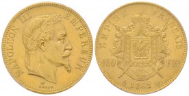 Second Empire 1852-1870
100 Francs, Paris, 1862 A, AU 32.25 g.
Ref : G.1136, Fr. 581
Conservation : PCGS MS61
Quantité : 6650 exemplaires