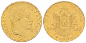 Second Empire 1852-1870
50 Francs, Strasbourg, 1867 BB, AU 16.12 g.
Ref : G.1112
PCGS AU58