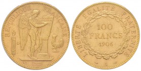 Troisième République 1870-1940
100 Francs, Paris, 1906 A, AU 32.25 g. 
Ref : G.1137, Fr. 590 
Conservation : PCGS MS62