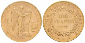 Troisième République 1870-1940
100 Francs, Paris, 1912 A, AU 32.25 g. 
Ref : G.1137a, Fr. 590 
Conservation : PCGS MS63