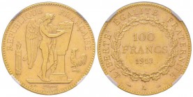 Troisième République 1870-1940
100 Francs, Paris, 1913 A, AU 32.25 g.
Ref : G.1137a, Fr. 590
Conservation : NGC MS62