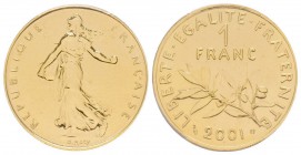 Cinquième République 1959 à nos jours
1 Franc, 2001, AU 8 g. 750‰ 
Conservation : PCGS MS68