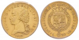 Vittorio Emanuele I 1802-1821
20 lire, Torino, 1817, 7 sur 6, AU 6.45 g.
Ref : MIR 1028a (R2), Pag. 4, Fr. 1129 
Conservation : PCGS AU53