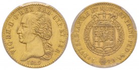Vittorio Emanuele I 1802-1821
20 lire, Torino, 1819, AU 6.45 g.
Ref : MIR 1028c (R), Pag. 6, Fr. 1129 
Conservation : PCGS AU58