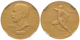 Vittorio Emanuele III 1900-1943 
100 lire, Roma, 1925 R, AU 32.25 g. 
Ref : MIR 1117a (R), Pag. 645, Fr. 32 
Conservation: NGC PF 62 MATTE