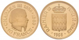 Monaco, Rainier 1949-2005
Essai de 10 Francs, 1966, AU 42.45 g.
Ref : G. MC155
Conservation : PCGS SP68