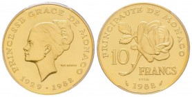 Monaco, Rainier 1949-2005
Essai de 10 Francs, 1982, AU 19.5 g.
Ref : G. MC158
Conservation : PCGS SP69.