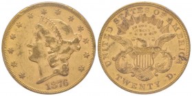 USA
20 Dollars, Philadelphie, 1876, AU 33.43 g.
Ref : KM#74.2, Fr.174
Conservation : PCGS AU55