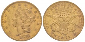 USA
20 Dollars, San Francisco, 1876 S, AU 33.43 g.
Ref : KM#74.2, Fr.175
Conservation : PCGS AU55