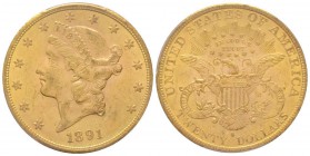 USA
20 Dollars, San Francisco, 1891 S, AU 33.43 g.
Ref : KM#74.3, Fr.178
Conservation : PCGS MS62