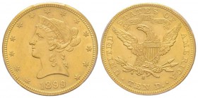 USA
10 Dollars, San Francisco, 1899 S, AU 16.7 g.
Ref: Fr. 158
Conservation: PCGS MS62