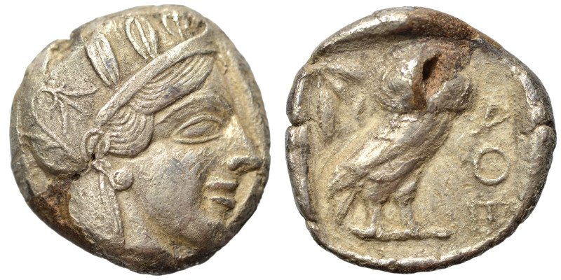 ATTICA. Athens. Circa 454-404 BC. Tetradrachm (silver, 16.87 g, 24 mm). Helmeted...