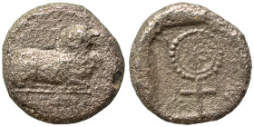 CYPRUS. Salamis. Circa 480-460 BC. Stater (silver, 9.40 g, 21 mm). Ram couchant right. Rev. Large ornate ankh. Fine. Rare.