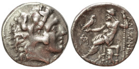 KINGS of MACEDON. Alexander III the Great, 336-323 BC. Drachm (silver, 3.97 g, 17 mm). Head of Herakles to right, wearing lion skin headdress. Rev. ΑΛ...