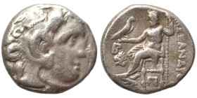 KINGS of MACEDON. Alexander III the Great, 336-323 BC. Drachm (silver, 4.08 g, 16 mm). Head of Herakles to right, wearing lion skin headdress. Rev. ΑΛ...