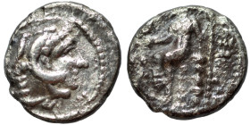 KINGS of MACEDON. Alexander III the Great, 336-323 BC. Obol (silver, 0.67 g, 8 mm). Head of Herakles to right, wearing lion skin headdress. Rev. Zeus ...