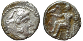 KINGS of MACEDON. Alexander III the Great, 336-323 BC. Obol (silver, 0.58 g, 9 mm). Head of Herakles to right, wearing lion skin headdress. Rev. Zeus ...