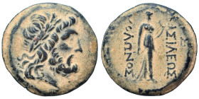 SELEUKID KINGS OF SYRIA. Molon, usurper, 222-220 BC. Ae (bronze, 8.32 g, 22 mm), Seleukeia on the Tigris. Laureate head of Zeus to right. Rev. ΒΑΣΙΛΕΩ...