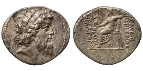 SELEUKID KINGS of SYRIA. Demetrios II Nikator, second reign, 129-125 BC. Drachm (silver, 3.88 g, 19 mm), Tarsos. Diademed head right within fillet bor...