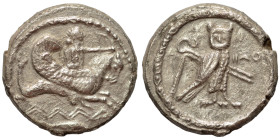 PHOENICIA. Tyre. ‘Uzzimilk, circa 349-332 BC. Shekel (silver, 8.16 g, 20 mm). Deity, holding reins in his right hand and bow in his left, riding hippo...