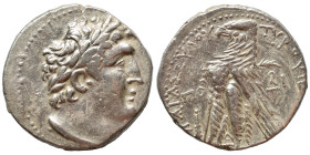 PHOENICIA. Tyre. 126/5 BC-AD 65/6. Shekel (silver, 13.55 g, 27 mm), Year Π� = Year 89, 38/37 BC. Laureate head of Melkart right, [lion skin around nec...