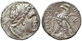 PHOENICIA. Tyre. 126/5 BC-AD 65/6. Shekel (silver, 13.63 g, 26 mm), Year BΞ = Year 62 65/64 BC. Laureate head of Melkart right, [lion skin around neck...