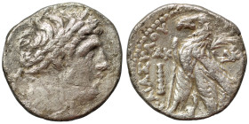 PHOENICIA. Tyre. 1st cent. BC. Half Shekel (silver, 6.04 g, 20 mm),Year AK = Year 21, 106/105 BC. Laureate bust of Melkart right. Rev. ΤΥPΟΥ ΙΕΡΑΣ ΚΑΙ...