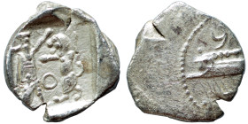 PHOENICIA. Sidon. Ba'alšillem II, circa 401-366 BC. 1/16 Shekel (silver, 0.60 g, 10 mm). Phoenician galley left, waves below. Rev. Persian king or her...