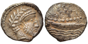 PHOENICIA. Arados. Uncertain king. Circa 400-384 BC. 1/3 Shekel (silver, 2.95 g, 16 mm). Laureate head of Ba'al-Arwad right. Rev. Galley right, above ...