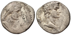 SYRIA, Seleucis and Pieria. Antioch. Gaius (Caligula), with Agrippina Senior, 37-41. Tetradrachm (silver, 14.44 g, 23 mm). [ΓAIOY KAIΣAPOΣ ΣEBA • ΓEPM...