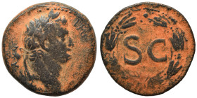 SYRIA, Seleucis and Pieria. Antioch. Otho, 69. As (bronze, 12.22 g, 27 mm). Laureate head of Otho to right. Rev. Large S C within laurel wreath. RPC I...