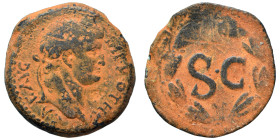 SYRIA, Seleucis and Pieria. Antioch. Otho, 69. Semis (bronze, 6.59 g, 23 mm). IMP M OTHO CAE AVG Laureate head of Otho to right. Rev. Large S C within...