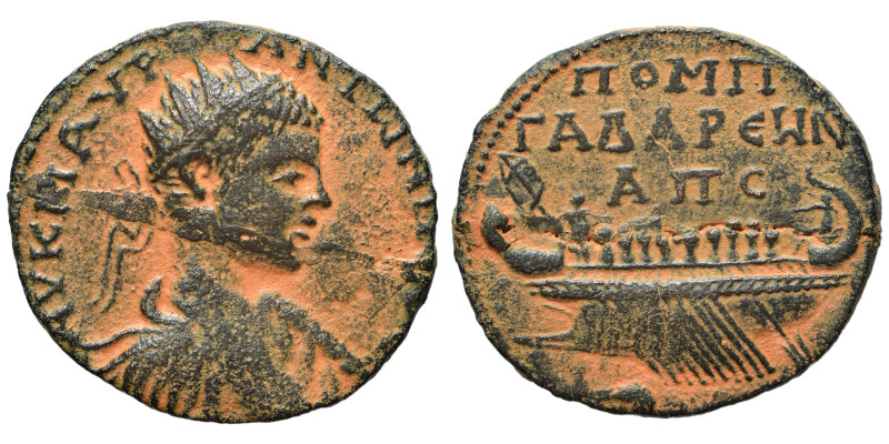 SYRIA, Decapolis. Gadara. Elagabalus, 218-222. Ae (bronze, 15.13 g, 30 mm). ΑΥΤ ...