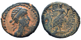 SYRIA, Coele-Syria. Damascus. Cleopatra VII, 51-30 BC. Ae (bronze, 6.94 g, 22 mm). Diademed and draped bust right. Rev. ΔΑΜΑΣΚΗΝΩΝ Tyche seated left o...