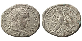 PHOENICIA. Sidon. Caracalla, 197-217. Tetradrachm (billon, 12.78 g, 27 mm). ΑΥΤ ΚΑΙ ΑΝΤωΝΙΝΟC CЄ Laureate head of Caracalla to right. Rev. ΔΗΜΑΡ ЄΞ ΥΠ...